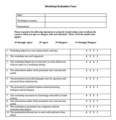 I have a rather different take on performance reviews in that i recommend focusing on positive behaviors and promoting positive outcomes. 11+ Sample Workshop Evaluation Forms | Sample Templates