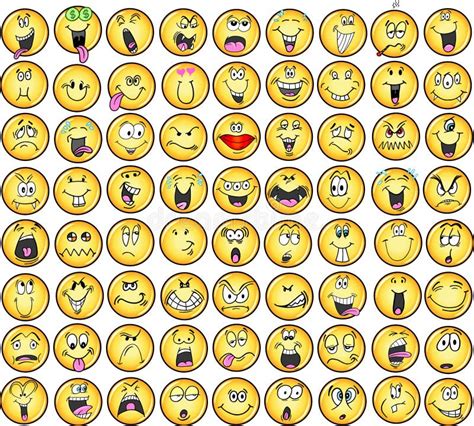 Paquete De Emoticons Con La Varia Expresión De Las Emociones Ilustración Del Vector