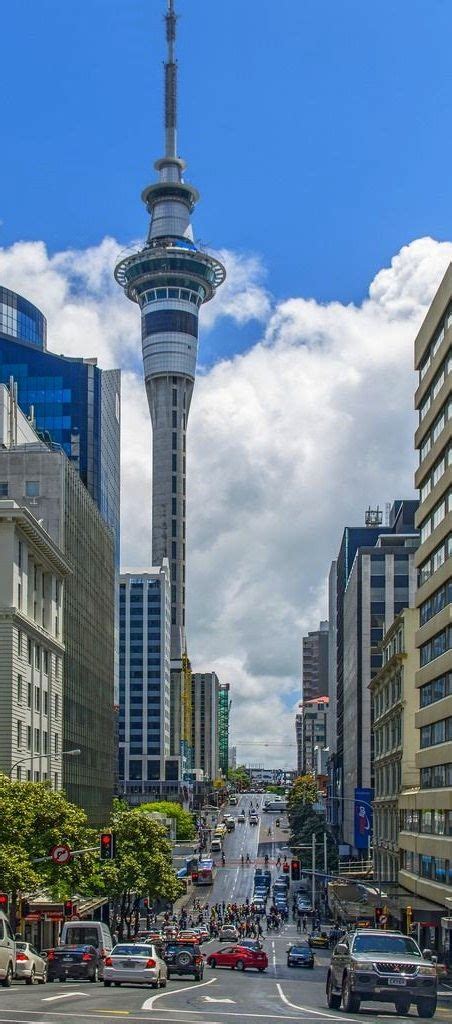 Sky tower, auckland, new zealand. Auckland, New Zealand - Victoria Street with Sky Tower ...