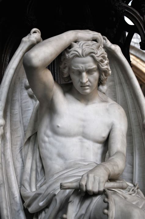 Lucifer at Saint Paul de Liège in Belgium detail Statue ange