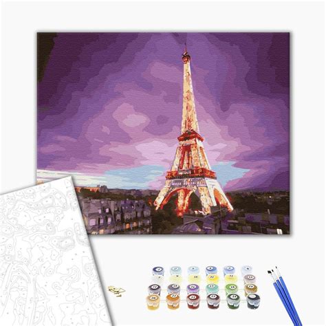 Paris Paint By Number Kit Framed The Eiffel Tower Painting By Etsy