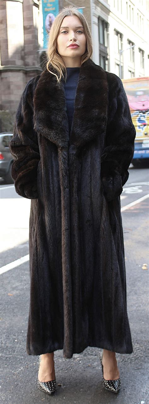 pre owned full length brown mink fur coat 50300 marc kaufman furs