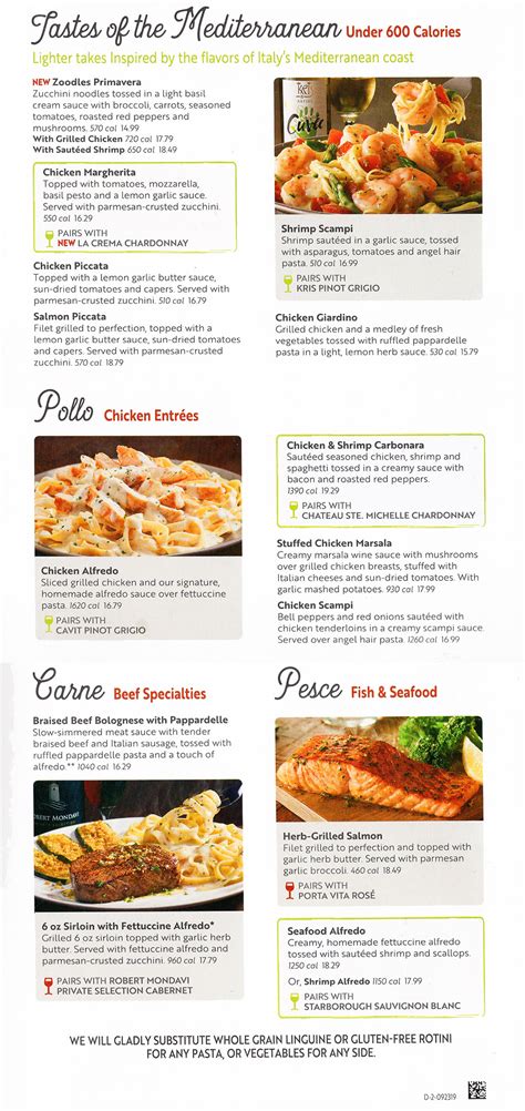 The Olive Garden Menu Prices Aria Art