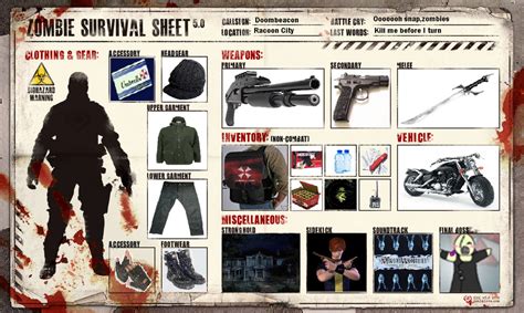 Zombie Apocalypse Survival Sheet Never Know When You Might Need One
