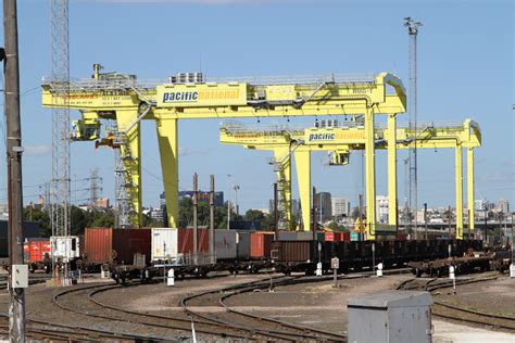 Pair Of New Rail Mounted Gantry Cranes At The Pacific National