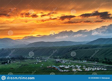The Sunset Glow In Summer Tangbula Grassland Stock Image Image Of City Beautiful 245383863
