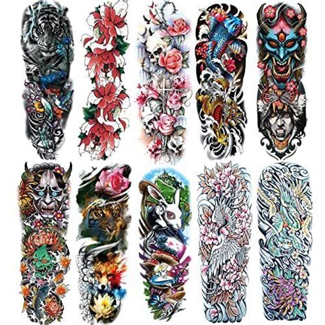Leoars Colorful Temporary Sleeve Tattoo For Men And Women Full Arm Fake