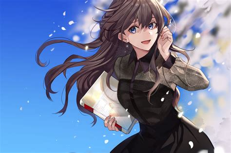 Aesthetic Anime Girl With Brown Hair And Bangs Largest Wallpaper Portal