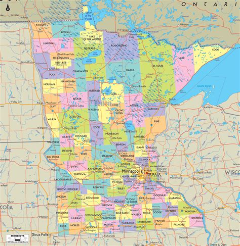 Map Of Minnesota State Usa Ezilon Maps