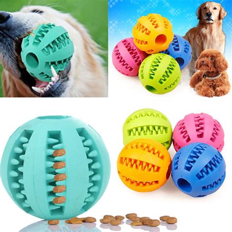 Rubber Ball Chew Treat Non Toxic Pet Dog Puppy Cat Toy Training Dental