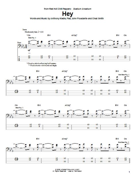 Hey By Red Hot Chili Peppers Bass Tab Guitar Instructor