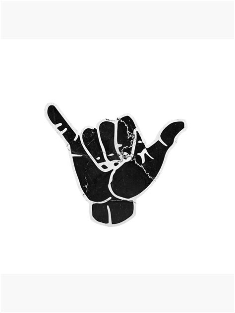 Hang Loose Cowabunga Hands Black Marble Poster By Cadinera Redbubble