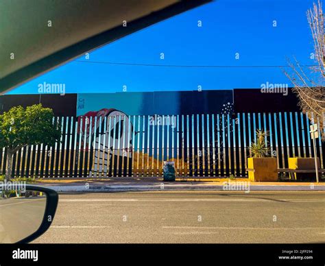 Mural On The Border Wall In Agua Prieta Sonora Mexico Migration