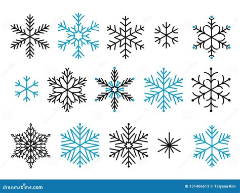 Set Of Vector Snowflakes 15 Snowflakes Of Different Size And Shape