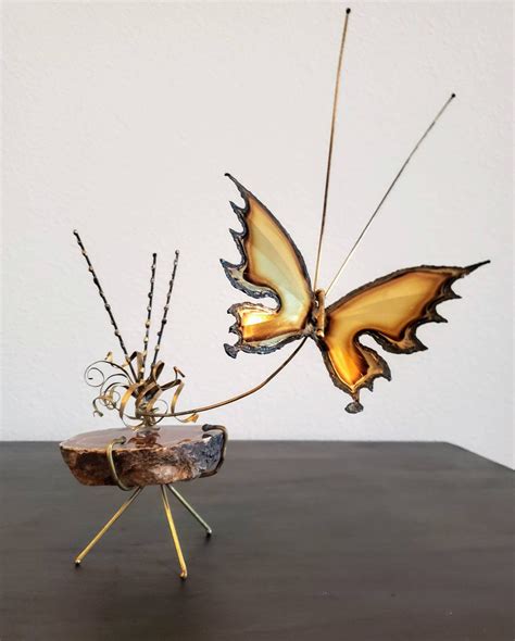 Mid Century Modern Brutalist Sculpture Kinetic Butterfly Geode Etsy