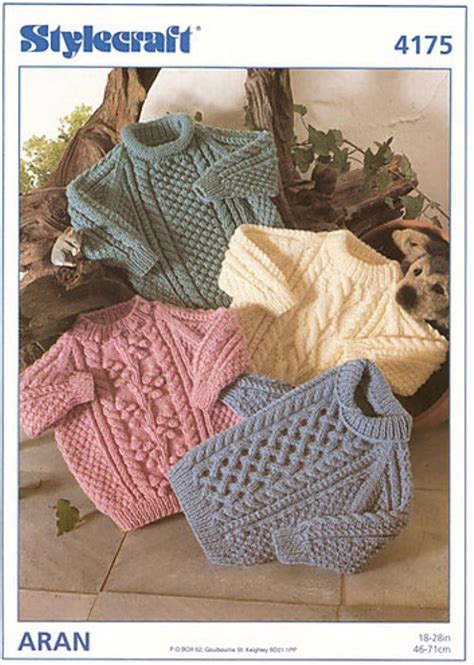 Knitting Pattern Vintage Aran Jumpers Sweaters Cable Baby To Etsy