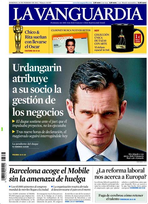 Periódico La Vanguardia España Periódicos De España Edición De Domingo 26 De Febrero De