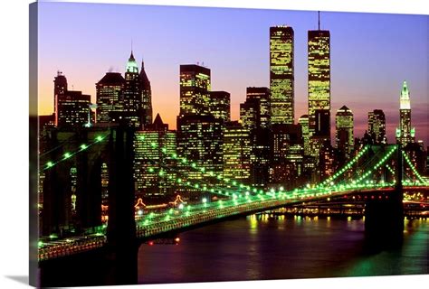 Brooklyn Bridge And Manhattan Skyline At Dusk New York Wall Art