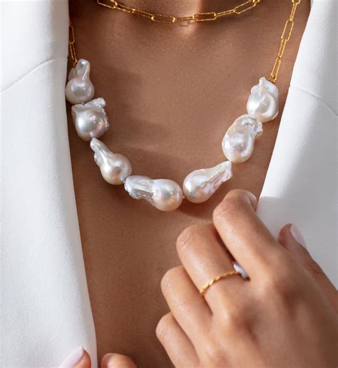 Baroque Pearl Necklace In 18ct Gold Vermeil On Sterling Silver With