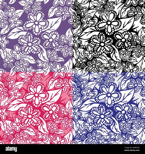 Floral Hand Drawn Seamless Pattern Set Stock Vector Image And Art Alamy