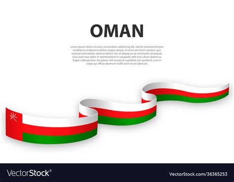 Waving Ribbon Or Banner With Flag Oman Royalty Free Vector