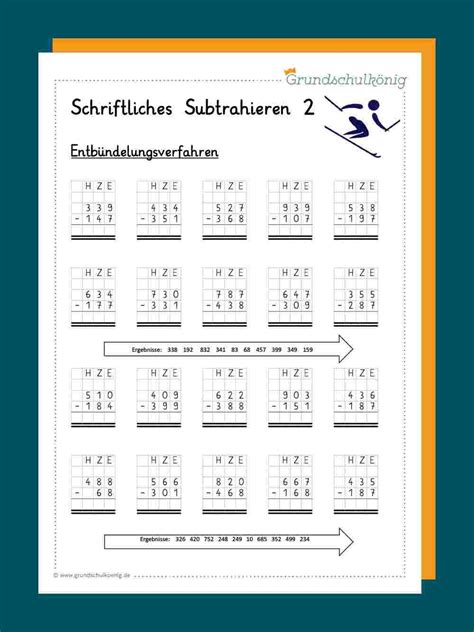 Die schüler erlernen die verschiedenen reihen des einmaleins, sachaufgaben, übungen und leichte zahlenrätsel. Schriftliche Subtraktion in 2020 | Schriftliche ...