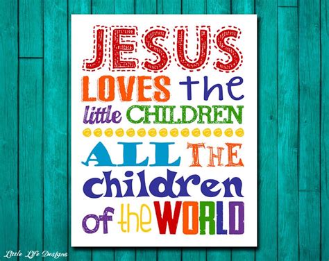 Jesus Loves The Little Children Childrens Decor Christian Etsy