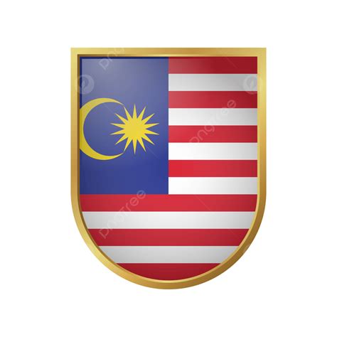 Gambar Vektor Bendera Malaysia Dengan Bingkai Emas Malaysia Bendera