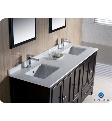 How big is a double vanity linen tower? 60" Espresso Traditional Double Sink Bathroom Vanity with ...