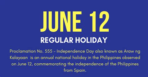 June 12 2019 Holiday Independence Day