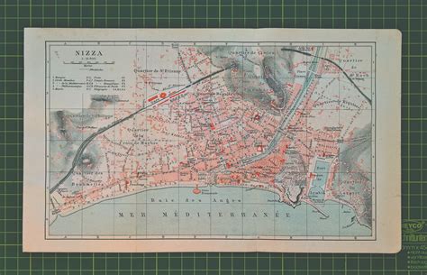 1892 Vintage Map Of Nice