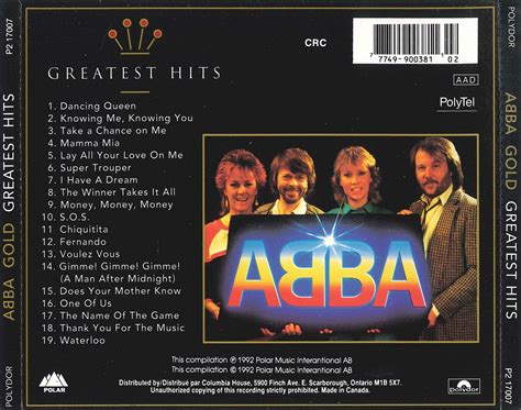 Andrews Album Art Abba Gold Greatest Hits 1992
