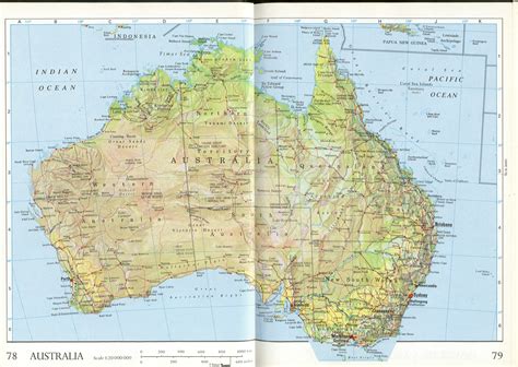 Large detailed relief and administrative map of Australia with roads