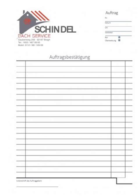 More images for auftrag schreiben vorlage » Formulare für Handwerker - RAUSCH DRUCK