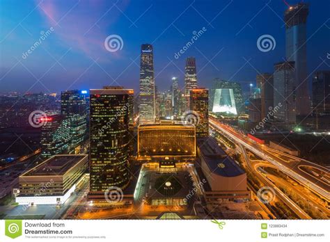 Beijing Cityscape At Dusk Landscape Of Beijing Business Building In