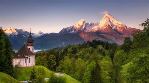 自然景观 风景名胜 德国巴伐利亚州 森林 高山 教堂风景桌面壁纸壁纸风景静态壁纸 静态壁纸下载 元气壁纸