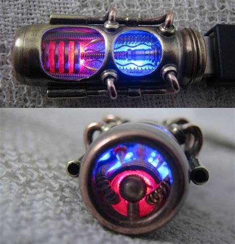 Steampunk Usb Flash Drive With Glowing Interior And Curved Glass