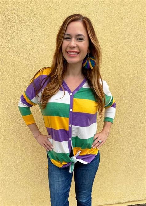 Home Mardi Gras Striped Long Sleeve Knotted Thermal Mardi Gras Mardi Gras Costumes Long Sleeve