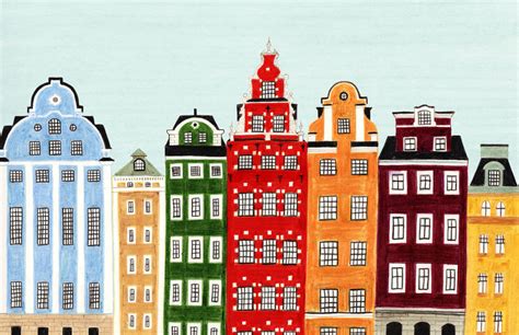 Stockholm Sweden Scandinavian Skyline Illustration Print · Anna See