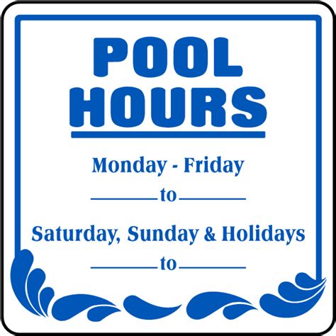 Pool Hours Sign Save 10 Instantly