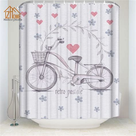memory home personalized bicycle print bath waterproof polyester fabric shower curtain standard