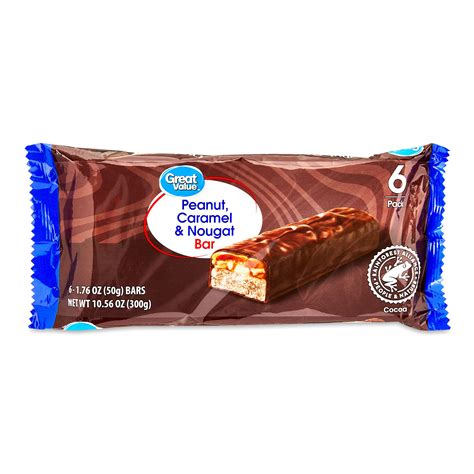 Great Value Peanut, Caramel & Nougat Bars, 10.56 oz, 6 Count - Walmart.com