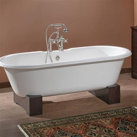 Cast iron tubs are extremely heavy, however, requiring extra labor to install. REGAL Cast Iron Bath with Wooden Base | Free standing bath ...