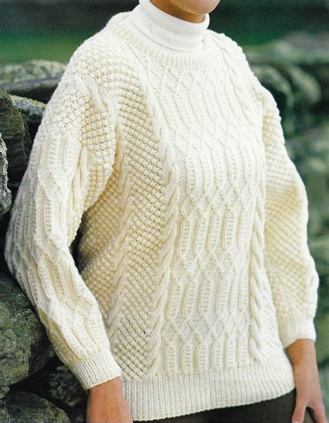 Womens Cable And Blackberry Stitch Sweater Knitting Pattern Etsy New