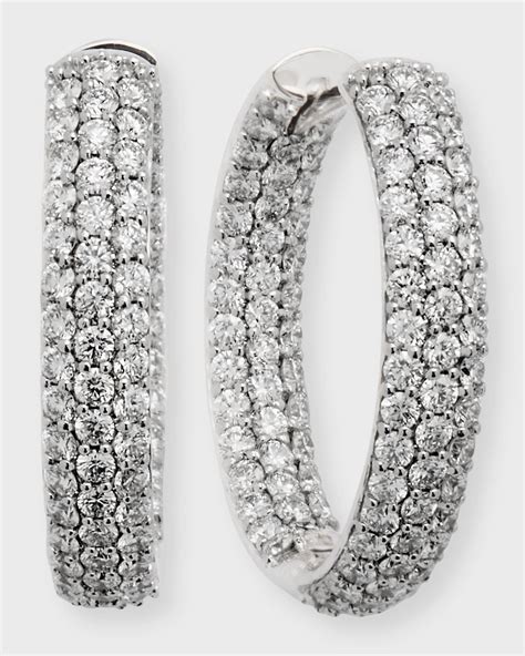 Pave Diamond Hoop Earrings Neiman Marcus
