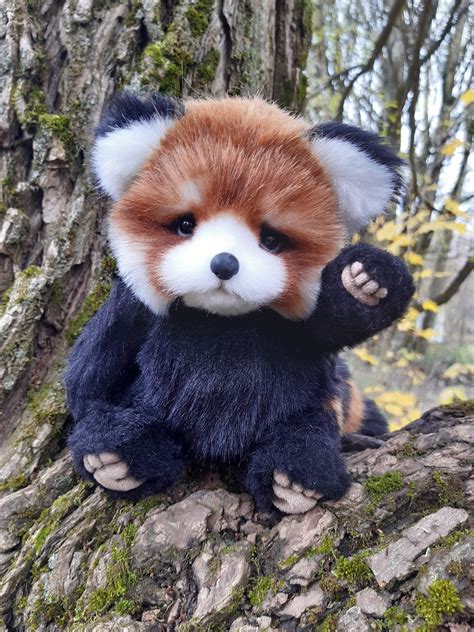 Red Panda Handmade Plush Collectible Stuffed Toy Ooak Teddy Etsy