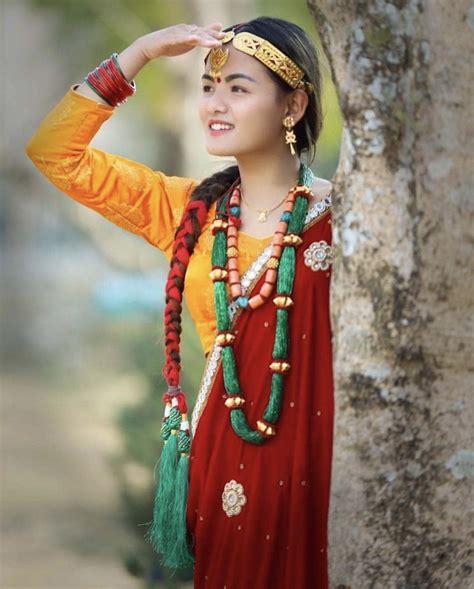 A Beautiful Nepali Girl In Gurung Dress National Clothes Gurung Dress Traditional Outfits