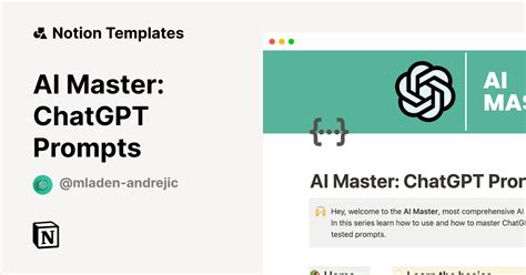 Ai Master Chatgpt Prompts Template By Mladen Andrejic Notion Marketplace