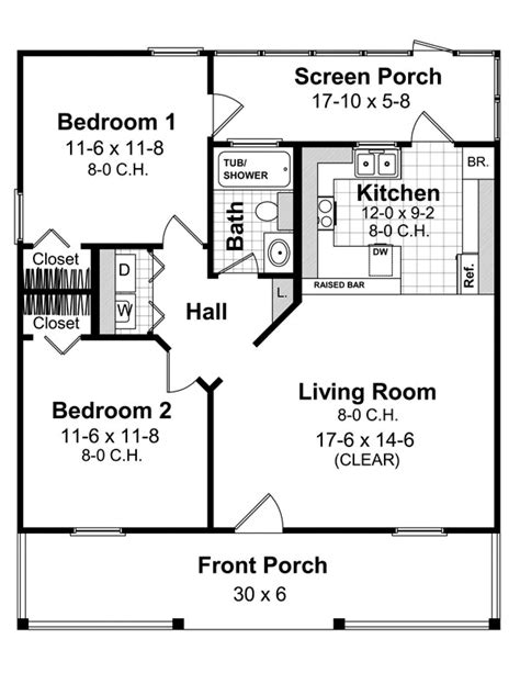 Southern Plan 800 Square Feet 2 Bedrooms 1 Bathroom 348 00252