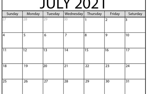 Monday 31 may to friday 4 june; Free Printable July 2021 Calendar